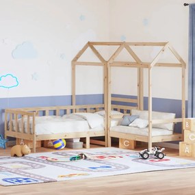 Set Dormeuse E Panca Con Tetto 80x200cm Legno Massello Di Pino /
