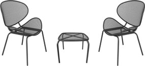 MIDDLE - set tavolo in metallo cm 41 x 41 x 43,5 h con 2 poltrone Herman