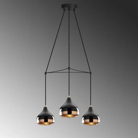 Lampadario a sospensione su cavo YILDO 3xE27/40W/230V nero/rame