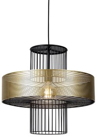Lampada a sospensione intelligente oro con nero 50 cm incl. Wifi G95 - Tess