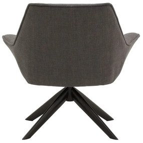 Poltrona girevole SEAPORT in tessuto grigio e gambe in metallo nero