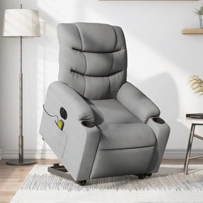 Poltrona Alzapersona Massaggi Elettrica Grigio Chiaro Tessuto /