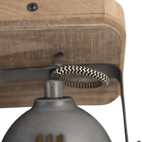 Faretto industriale in acciaio con fissaggio in legno e orientabile 2 luci - Emado