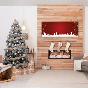 Quadro su tela Albero di Natale Fiocchi di neve festivi 100x50 cm