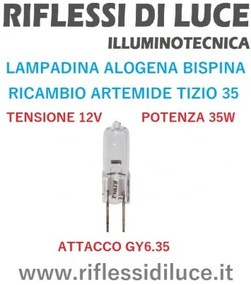 Lampadina alogena bispina 12v 35w ricambio artemide tizio 35