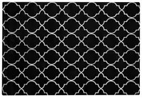 Tappeto Nero con Motivo Quadrifoglio Argento Viscosa con Cotone 140 x 200 cm Stile Modern Glam