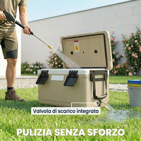Box Frigo Portatile 66,6x38,5x40 cm Capacità 42,6L Isolato con Maniglia in HDPE e Schiuma PU Cachi...