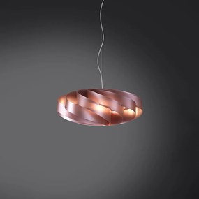 Sospensione Moderna 1 Luce Flat In Polilux Rosa Metallico D60 Made In Italy