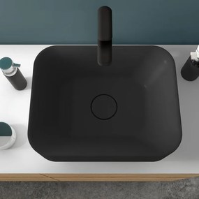 Lavabo da appoggio SENSEA rettangolare in composito minerale di resina gelificata L 48 x H 15.3 x P 38 cm nero opaco piletta non inclusa