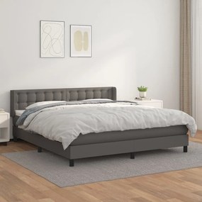 Giroletto A Molle Con Materasso Grigio 160x200 Cm İn Similpelle /