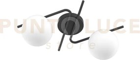 Holly applique-plafoniera 2 luci attacco e27 nero con vetro bianco ...