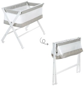 Culla pieghevole bianca su ruote 90x45 cm - Roba