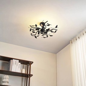 Plafoniera soffitto Yos Lindby, dimmerabile, Nero, Camera da letto, Metallo, Fiorentino, Plafoniera