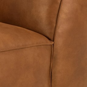 Divano angolare in pelle riciclata marrone cognac, angolo sinistro, 282 cm Fairfield - Bonami Selection