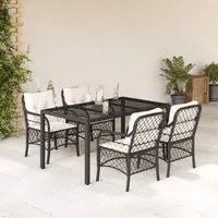 Set da Pranzo da Giardino 5 pz Nero con Cuscini in Polyrattancod mxl 114055