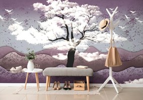 Carta da parati – Albero immerso tra le nuvole