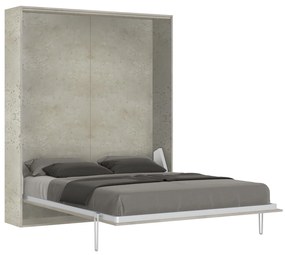 Letto matrimoniale a scomparsa 160 verticale Kentaro con colonna e pensili, Cashmere / Classic