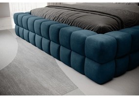 Letto matrimoniale imbottito blu con contenitore e rete inclusi 180x200 cm Dizzle – ELTAP