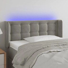 Testiera A Led Grigio Chiaro 83x16x78/88 Cm İn Velluto /