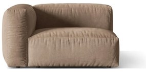 Parte divano componibile marrone chiaro (con penisola a sinistra) con rivestimento in velluto Martina – Micadoni