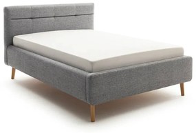 Letto matrimoniale imbottito grigio con contenitore con rete inclusa 140x200 cm Lotte – Meise Möbel