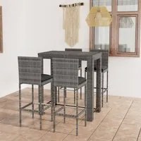 Set Bar da Giardino 5 pz con Cuscini in Polyrattan Grigio 3064797