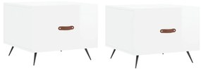 Tavolini salotto 2pz bianco lucido 50x50x40cm legno multistrato