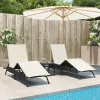 Lettini Prendisole con Cuscini 2 pz Neri in Polyrattan 3261578