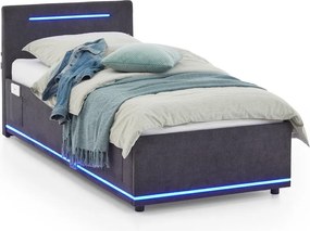 Letto da bambini grigio scuro imbottito con contenitore e rete inclusi 90x200 cm Circle – Meise Möbel