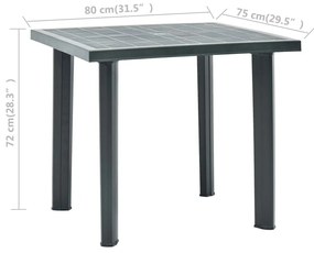 Tavolo da Giardino Verde 80x75x72 cm in Plastica