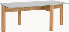 Tavolino da salotto in legno di quercia con piano in vetro Kob