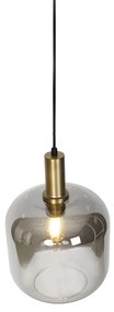 Lampada a sospensione di design nera e oro con vetro fumé - Zuzanna