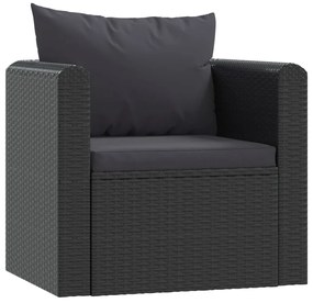 Set Divani da Giardino 7 pz con Cuscini in Polyrattan Nero