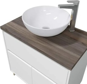 Mobile Bagno 80 Cm Con Lavabo Bacinella Da Appoggio Olmo E Bianco Ona