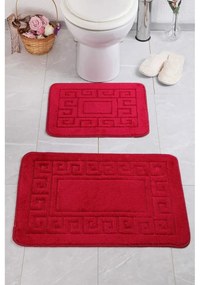 Tappetini da bagno rossi in set da 2 Ethnic - Foutastic