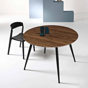 Tavolo rotondo con piano in MDF Tek allungabile a 160 cm HABLA