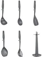 Set 5 utensili cucina grigi con supporto