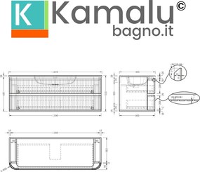 Mobile bagno cannettato 120 cm con lavabo in ceramica | KAM-NORTH-120C - KAMALU