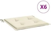 Cuscini per Sedie da Giardino 6 pz Crema 40x40x3 cm in Tessuto cod mxl 68147