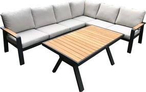 Set da giardino in alluminio grigio per 5 persone Rotterdam - Rojaplast