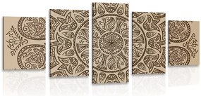 Quadri 5 pezzi – Mandala con motivo naturale astratto