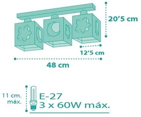 Dalber D-63233NH - Plafoniera per bambini MOONLIGHT 3xE27/60W/230V