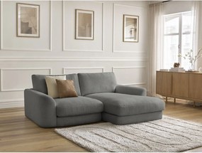 Divano angolare grigio scuro (con penisola a destra/con chaise lounge) con rivestimento in bouclé Leonore – Bobochic Paris