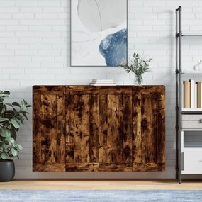 Armadietti A Parete 2 Pz Rovere Fumo İn Legno Multistrato /