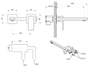 Sapho - Rubinetto per lavabo da incasso CUBEMIX cromo lucido
