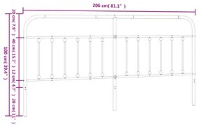 Testiera in Metallo Bianco 200 cm