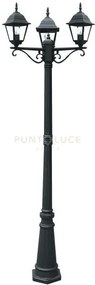 Palo grande roma nero 3 luci attacco e27 ip44 70x206cm