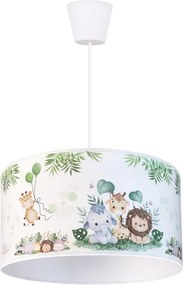 BRILAGI - Lampadario LED per bambini a sospensione con cavo BOBO 1xE27/60W/230V Ø 35 cm bianco/giungla
