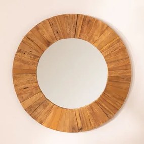 Specchio da parete rotondo in legno riciclato (Ø100 cm) Rand - Sklum