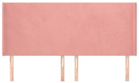 Testiera ad orecchio rosa 203x16x118/128 cm in velluto